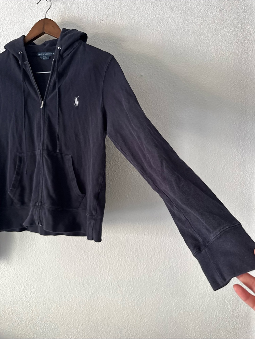 Polo Ralph Lauren Vintage Navy Zip Up Hoodie XL Preppy Athleisure Vintage - Picture 3 of 13